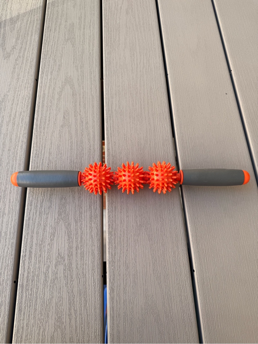 Gaiam Restore Pressure Point Massager 3 Ball Orange Gray Muscle Roller